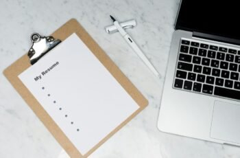 Resume documents arranged on a desk